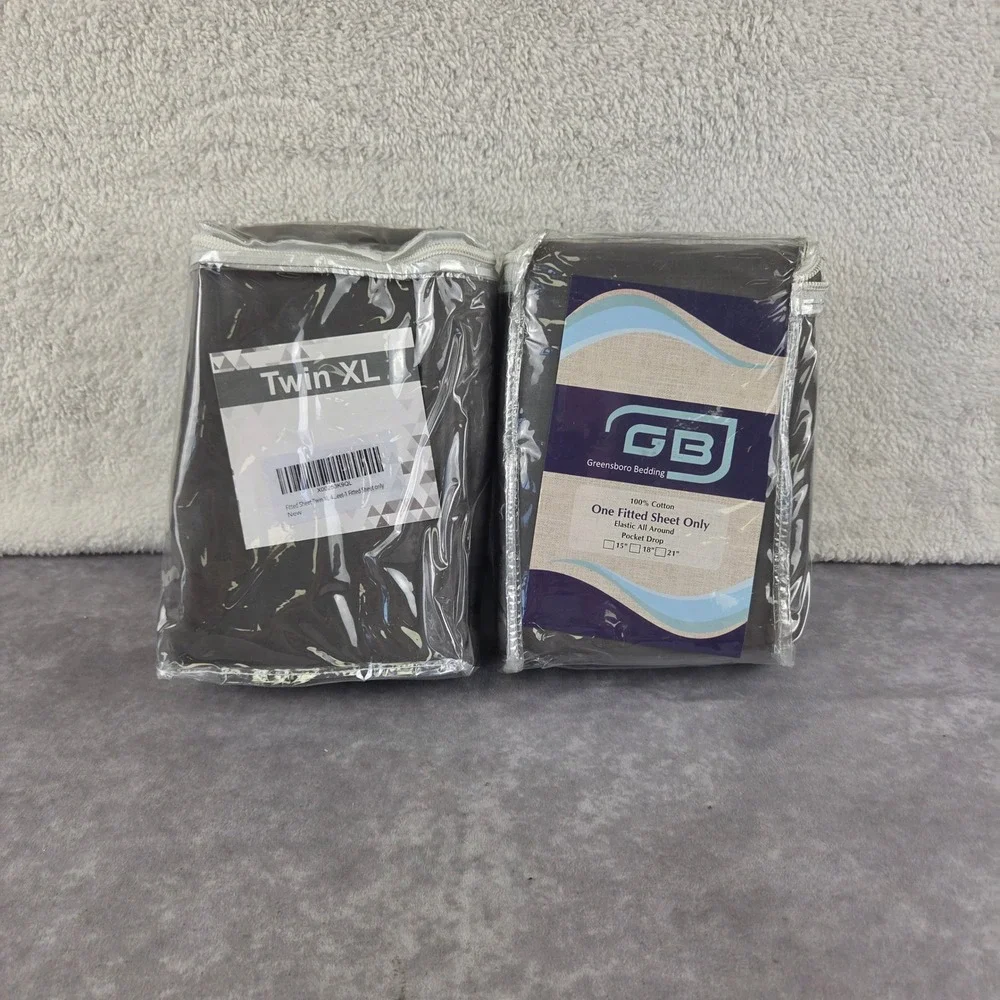 Greensboro Bedding Twin XL Fitted Sheet 2 Pack 100% Cotton Dark Grey Sateen Deep